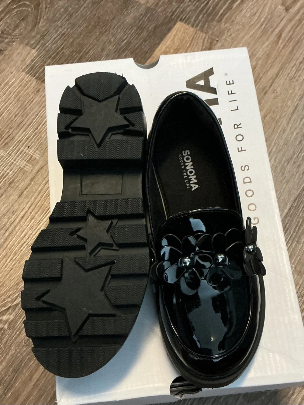 Sonoma Black Patent Floral Loafers for Women
